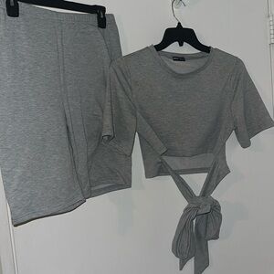 XL Grey matching set biker shorts